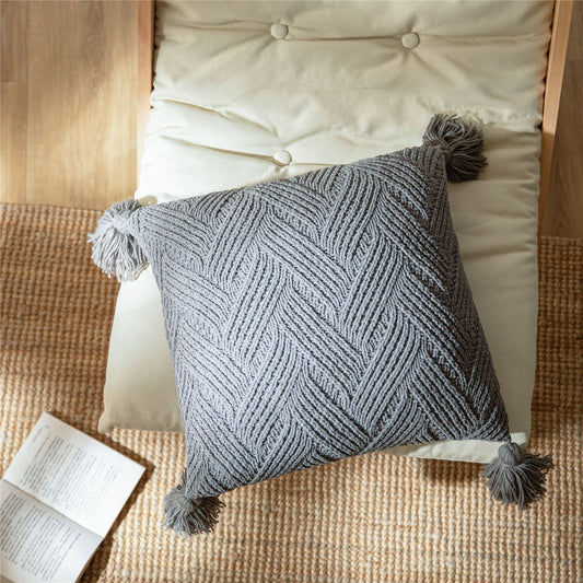 Cojín Decorativo de Estilo Nórdico con Borlas